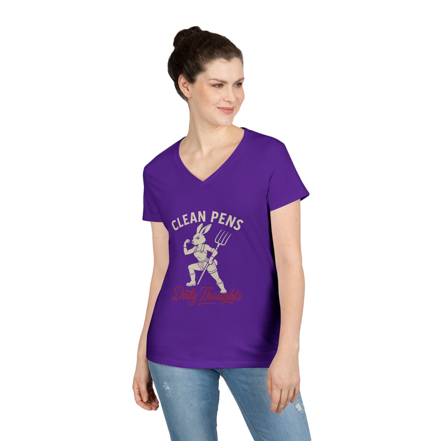 Playful V-Neck T-Shirt for Women, Funny Graphic Tee, Casual Wear, Gift for Writers, Clean Pens Dirty Thoughts