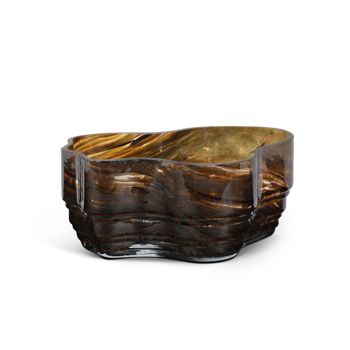 Clover Glass Decorative Bowl, Tortoise style shot 1