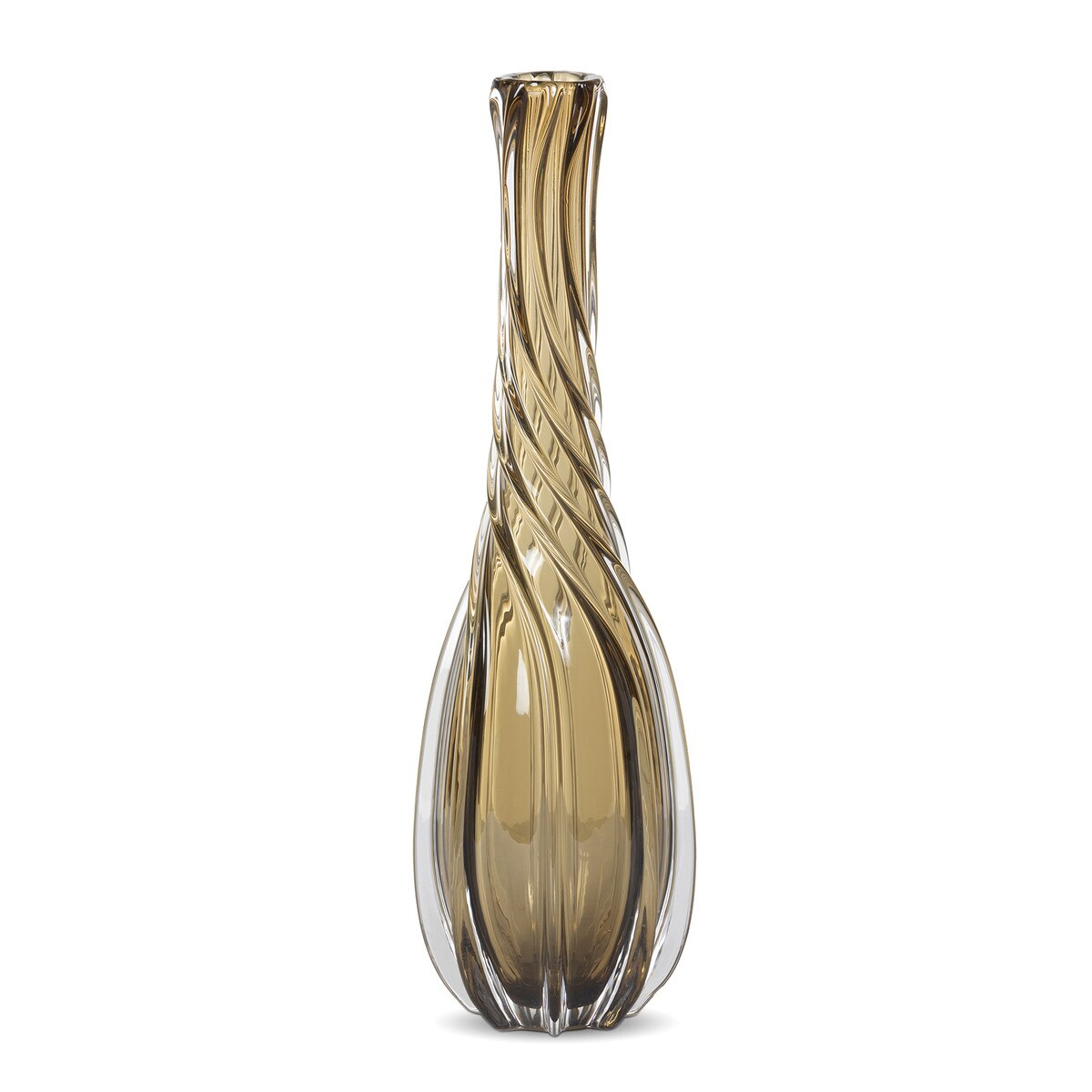 Twirl Glass Vase, Amber, Large style shot 1