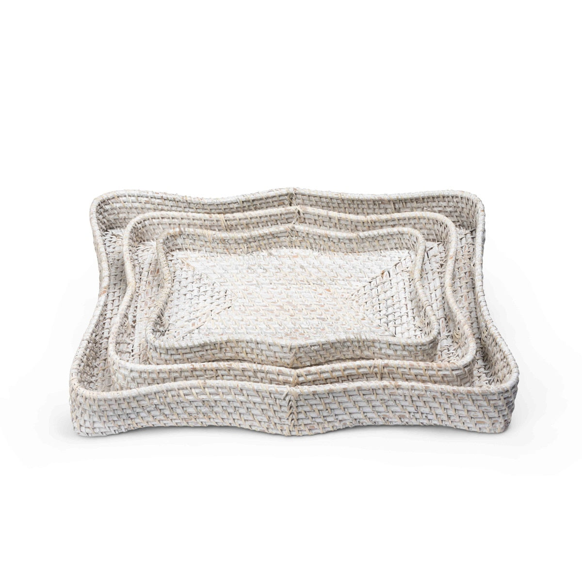 Sanibel Scalloped Trays, Whitewashed, Set of 3 style shot 1