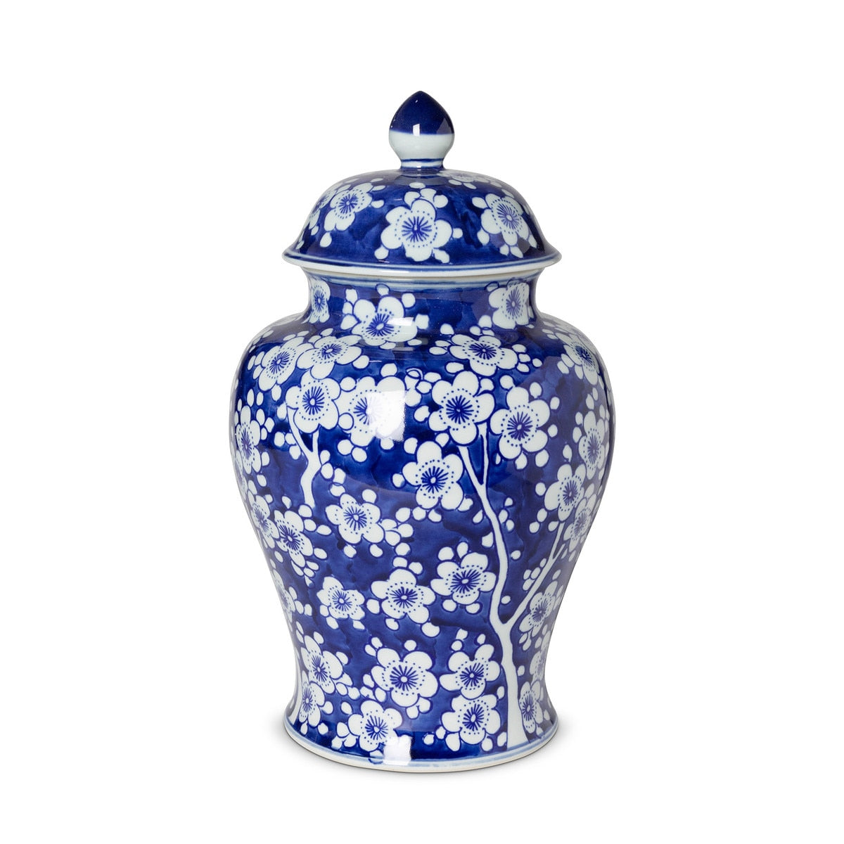 Imperial Ceramic Floral Ginger Jar, Blue and White, Large style shot 1