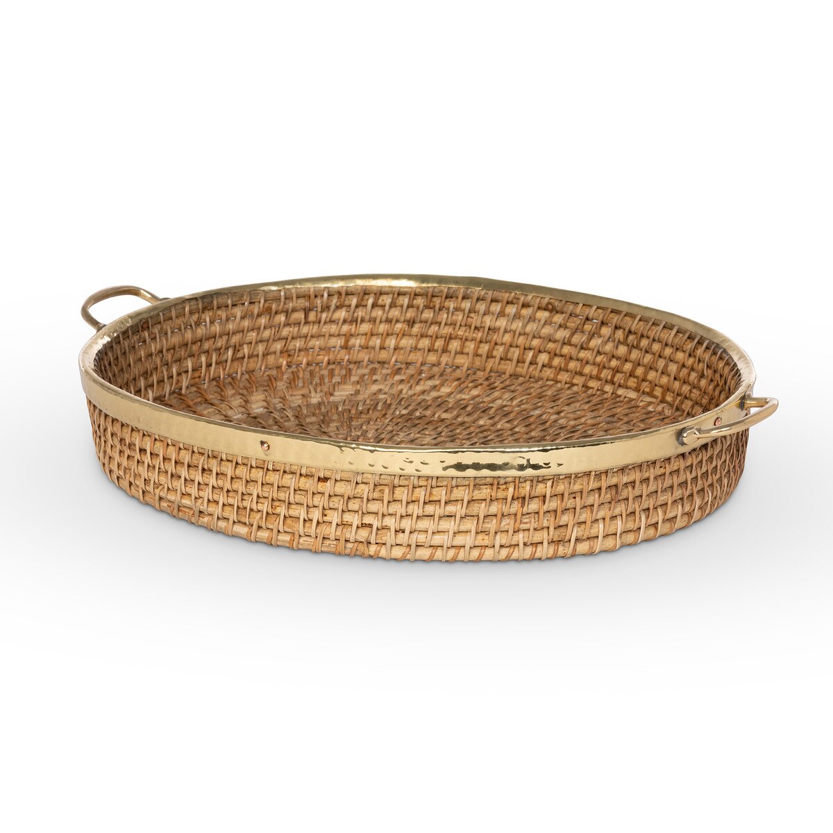Amelia Woven Bamboo and Brass Oval Tray, Set of 2 style shot 2