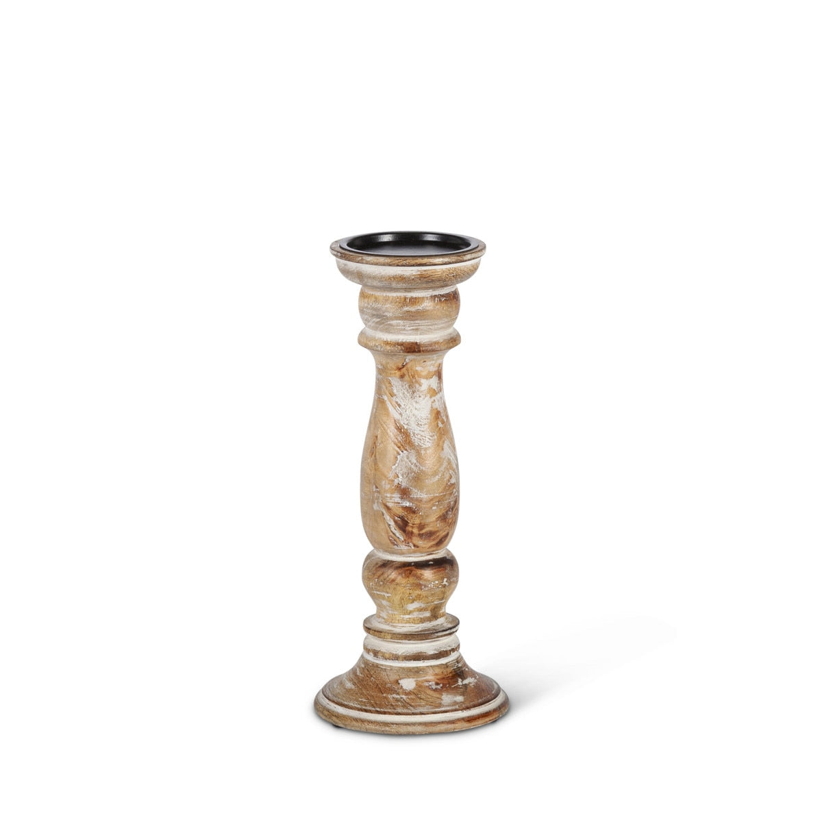 Estelle Wood Pillar Holder, 12" style shot 1