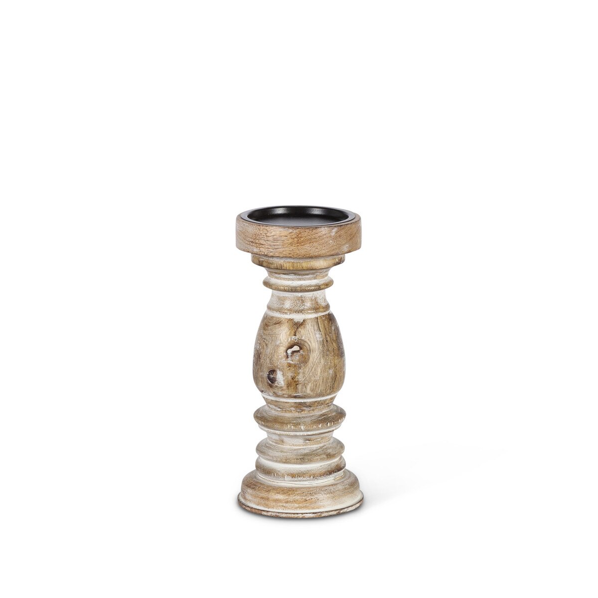 Estelle Wood Pillar Holder, 9" style shot 1