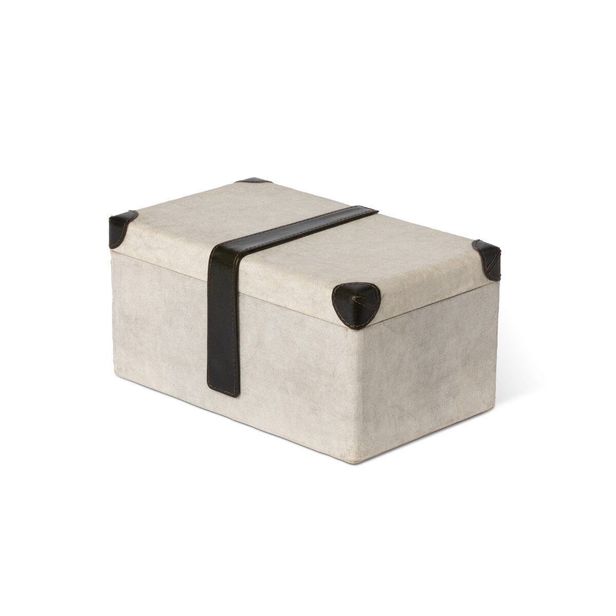 Antique Canvas Storage Box with Genuine Leather style shot 1