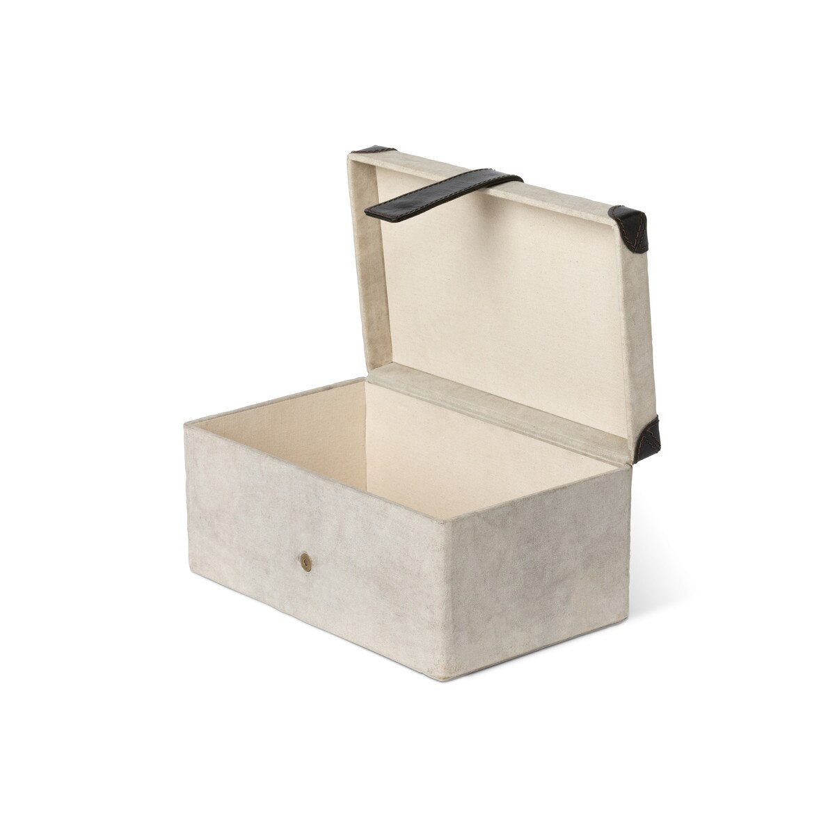 Antique Canvas Storage Box with Genuine Leather style shot 2