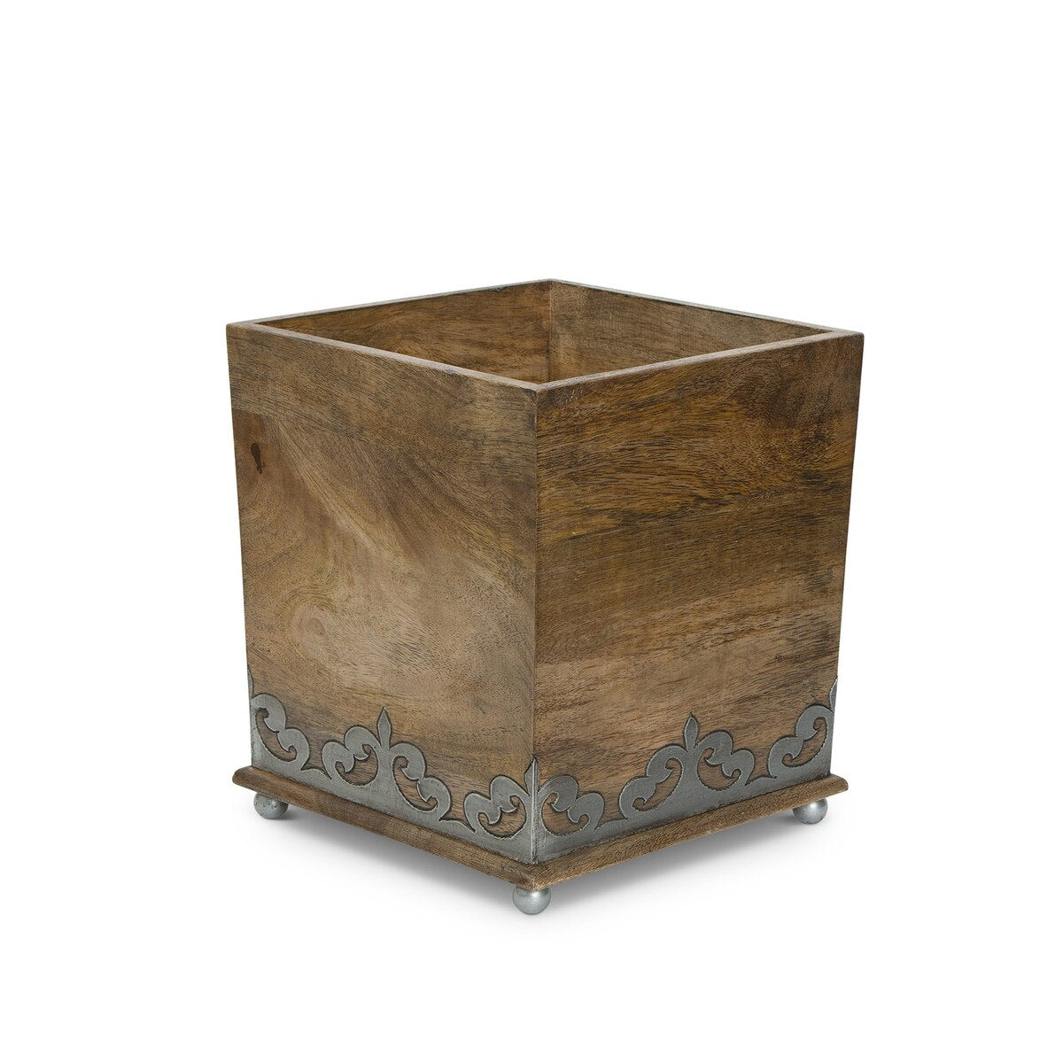 Heritage Inlay Wood Waste Basket style shot 1