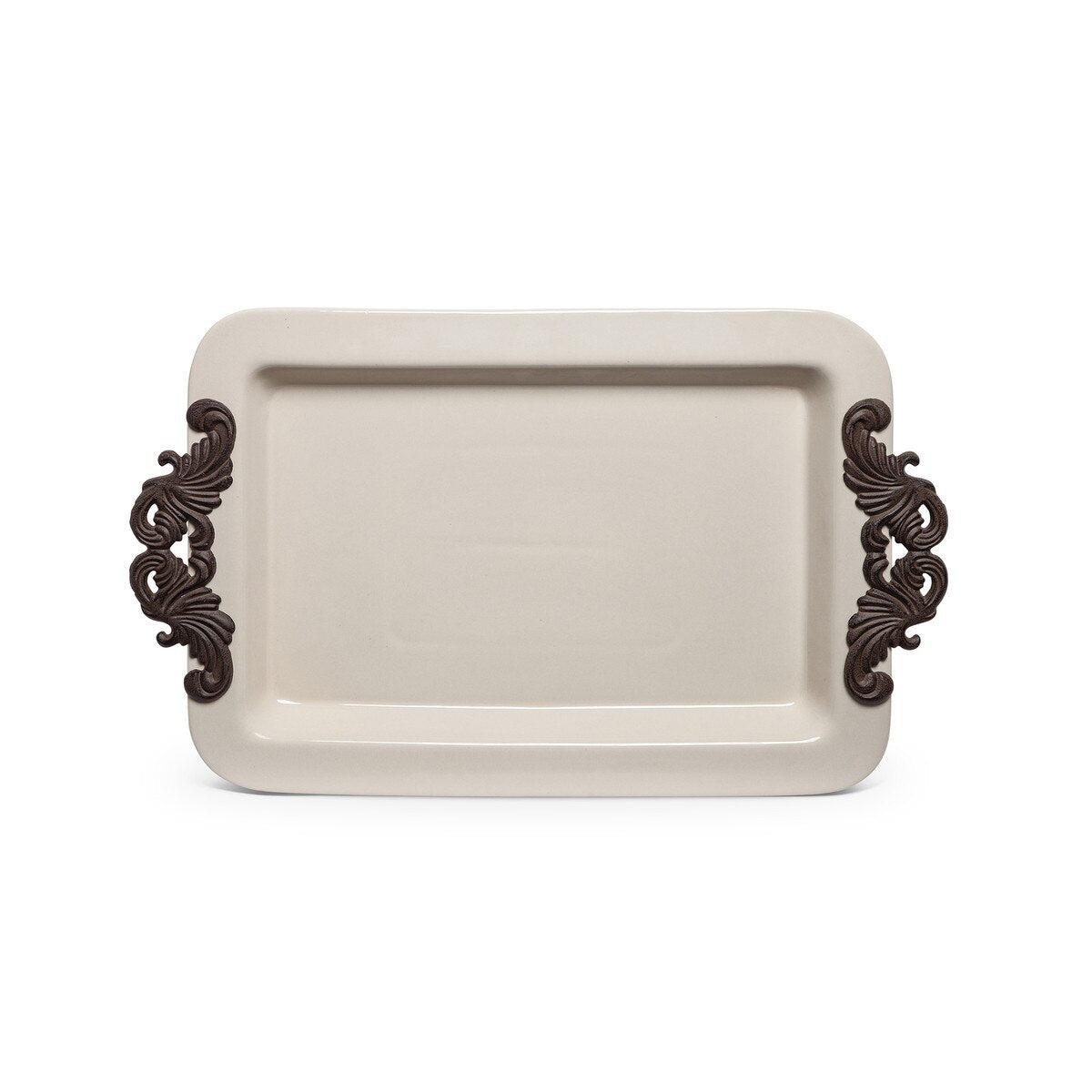 Stoneware Tray with Acanthus Pattern Handles style shot 1