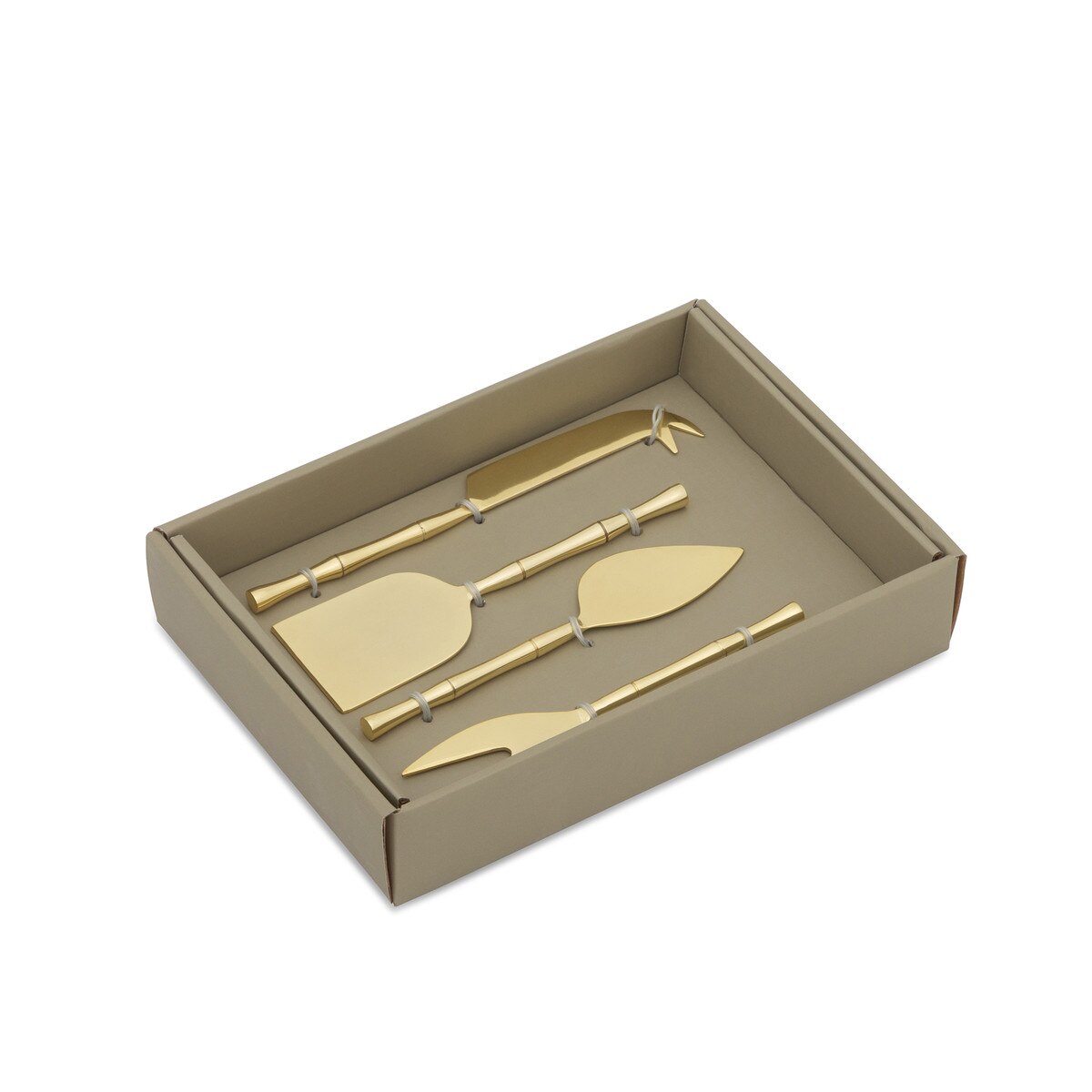 Bamboo Motif Gold Cheese Servers, Boxed Set of 4 style shot 2