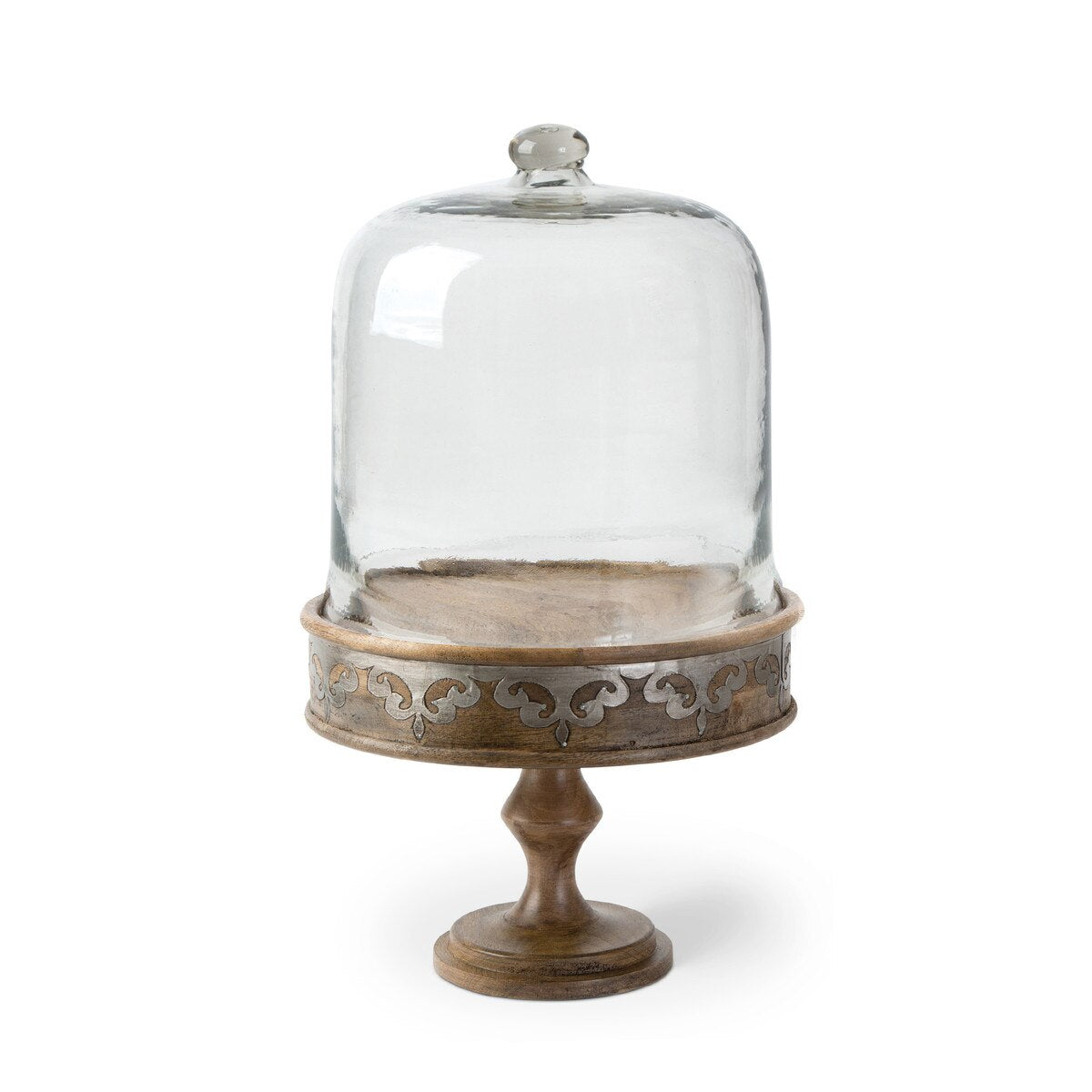 Heritage Inlay Wood Cake Pedestal with Dome style shot 1