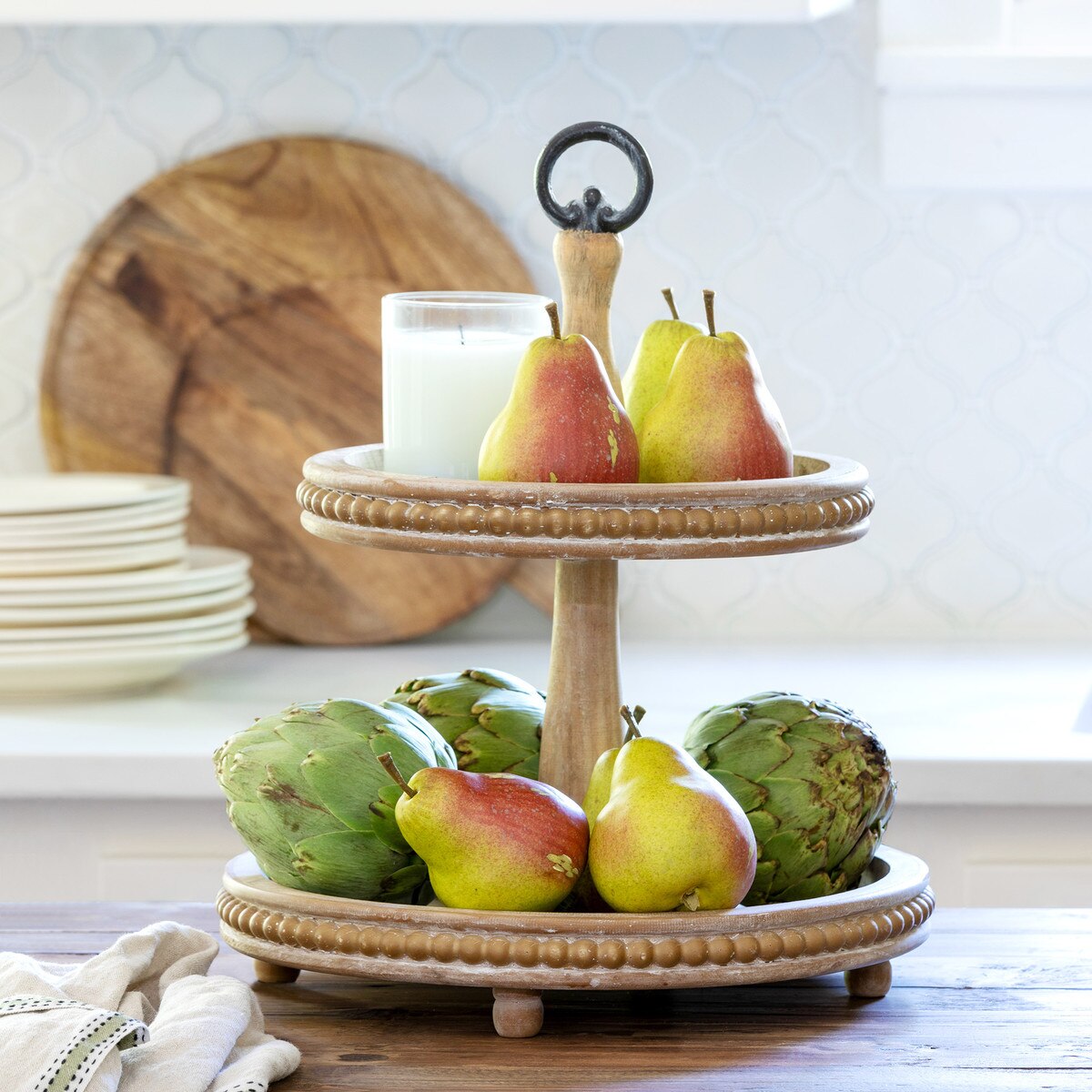 Wooden Tiered Display Stand, 16.5"