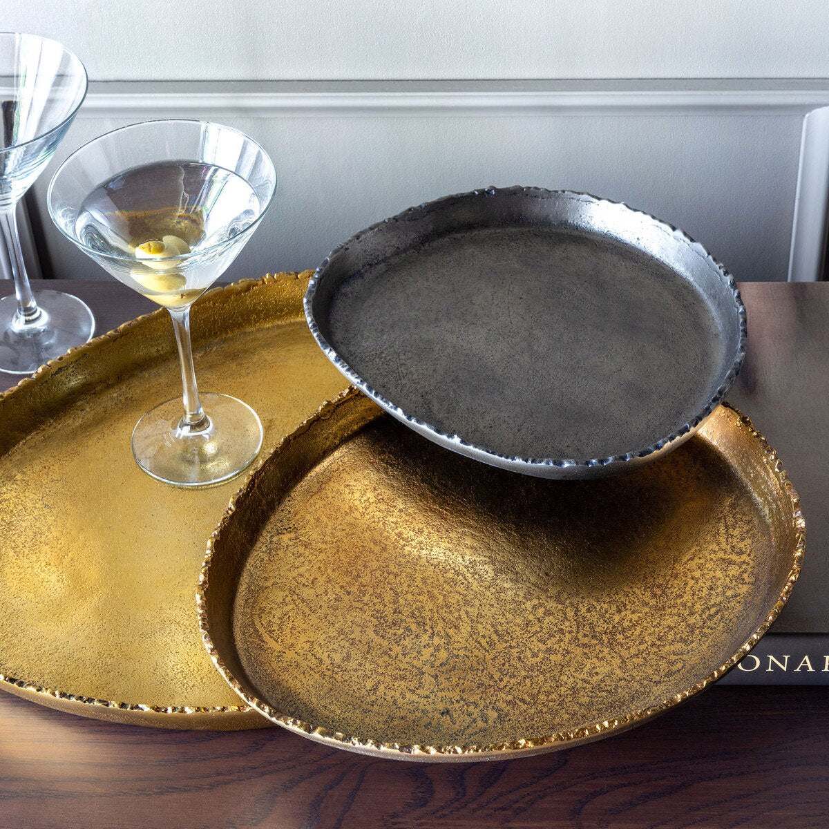Cast Aluminum Round Trays, Set of 3