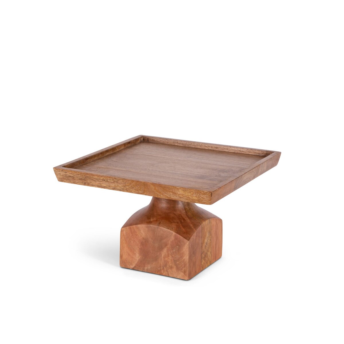 Mango Wood Square Serving Pedestal, 10" style shot 2