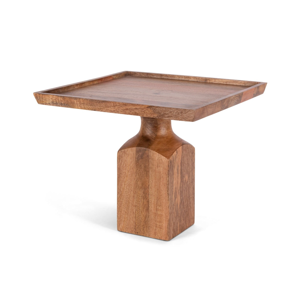 Mango Wood Square Serving Pedestal, 14" style shot 2