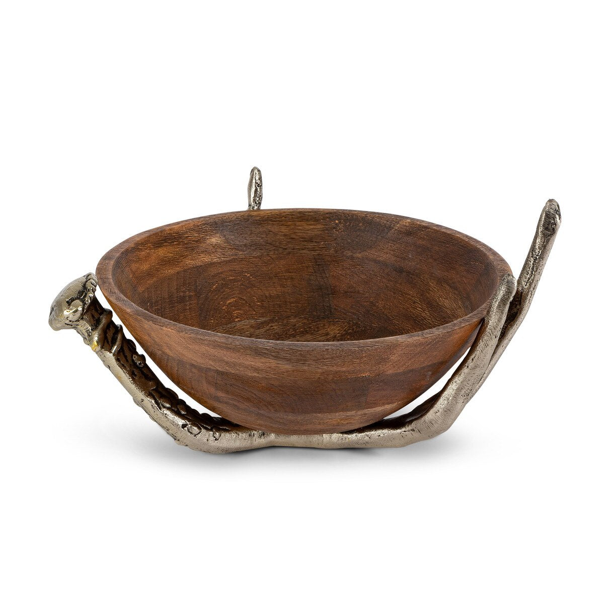 Mango Wood Bowl with Antler Stand, 12" style shot 2