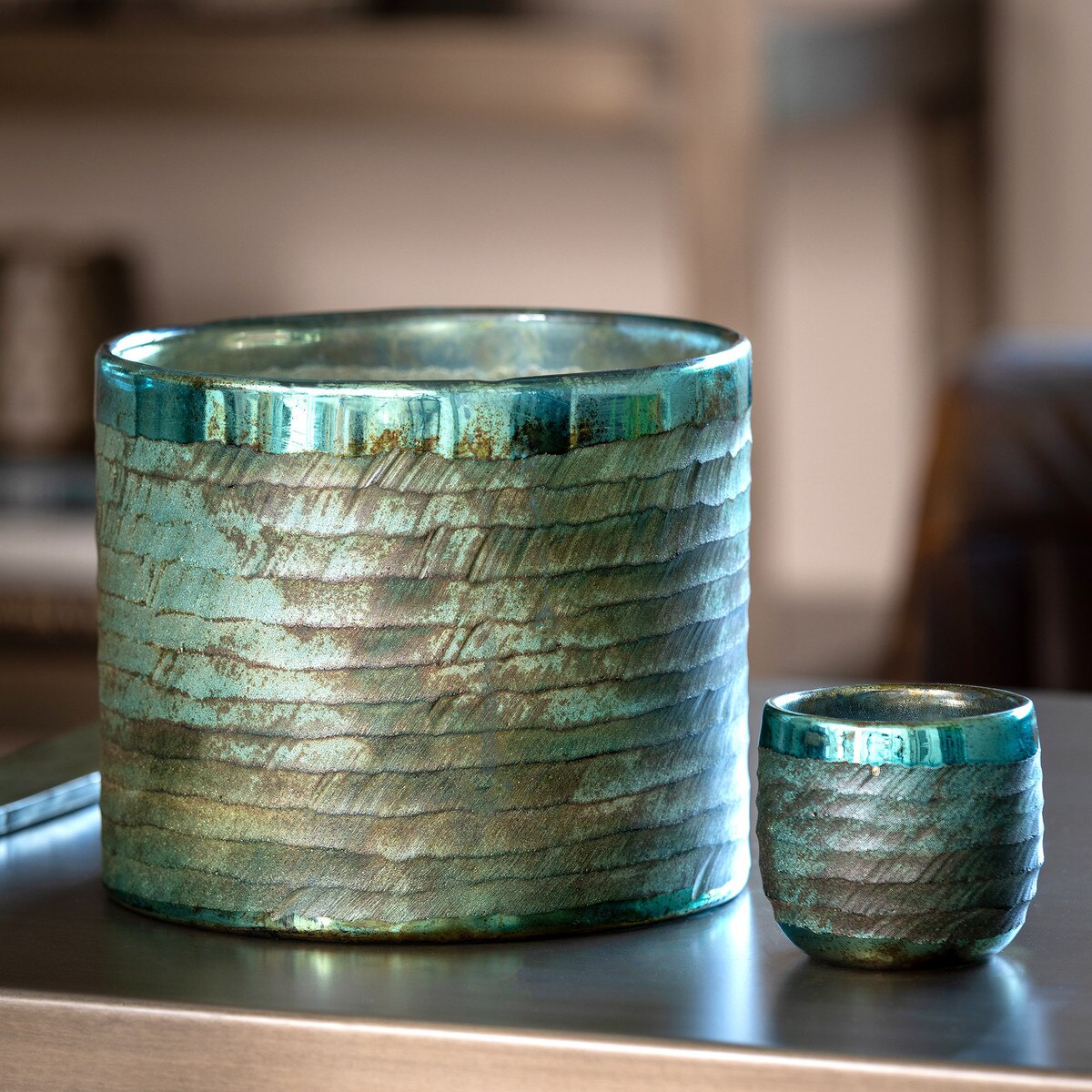 Organic Grinded Glass Vase, Medium style shot 2