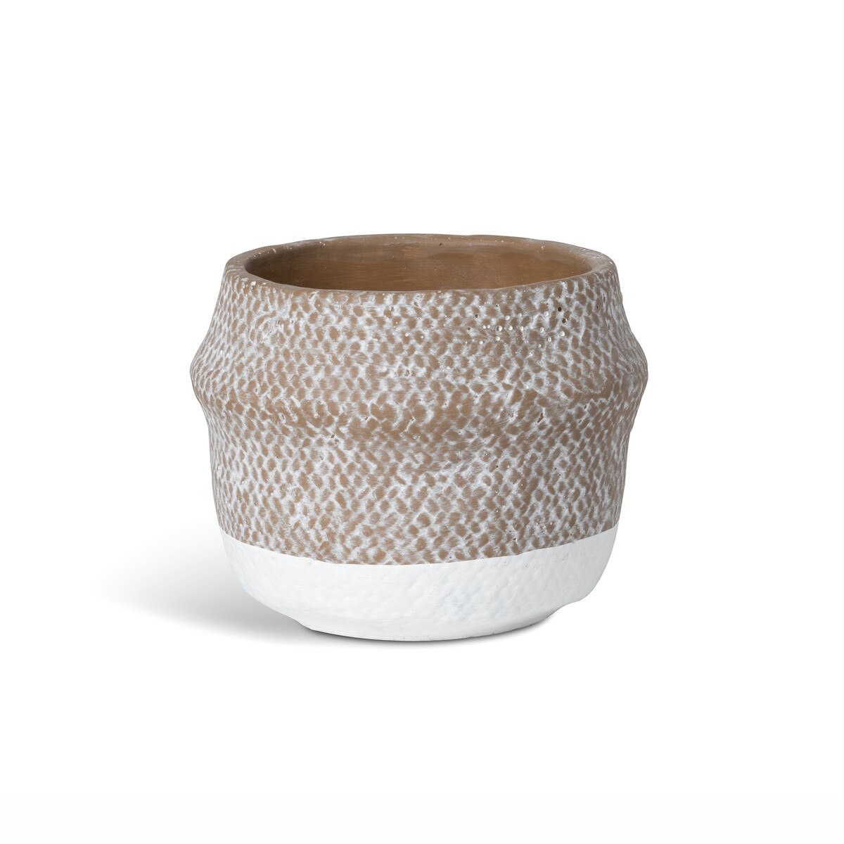 Woven Pattern Cement Pot, Medium style shot 1