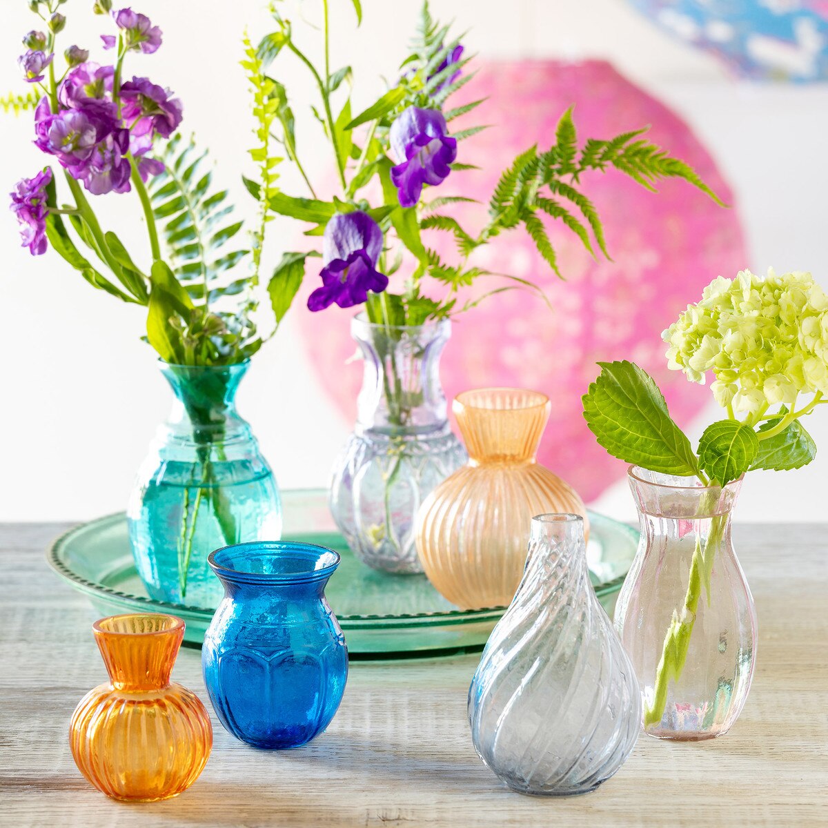 Arc-en-Ciel Vase Collection, Large, Set of 7 Vases with Tray