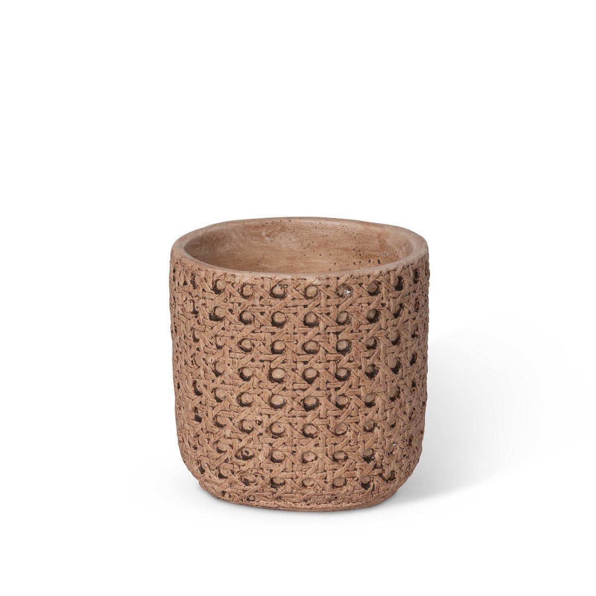 Cane Relief Pattern Cement Pot, 4.25" style shot 1