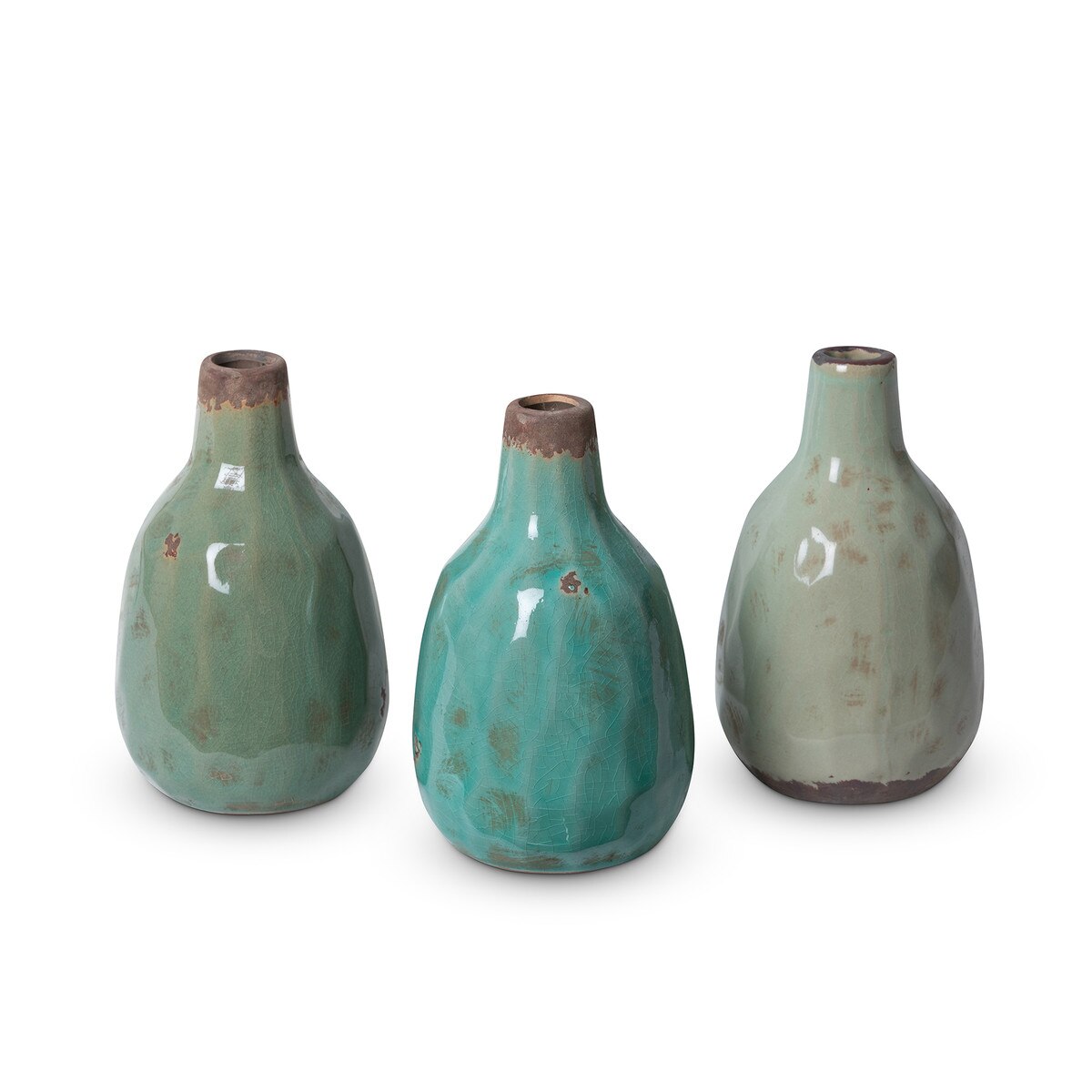 Glazed Stoneware Vase, 7" Blue Green, 3 Assorted Colors style shot 1