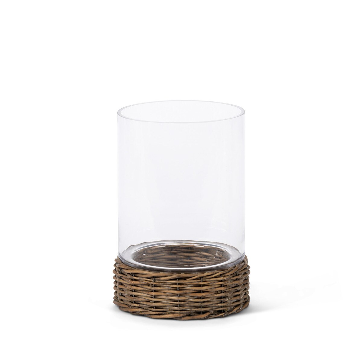 Glass Hurricane with Rattan Base, 10" style shot 1