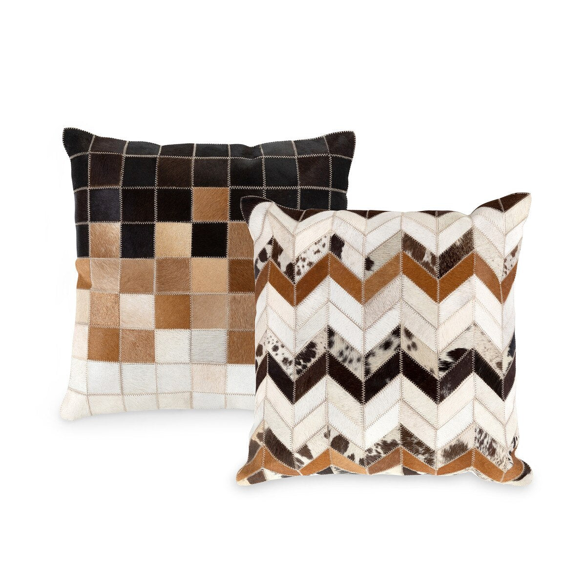 Hair-On Hide Leather Patchwork Pillow style shot 1