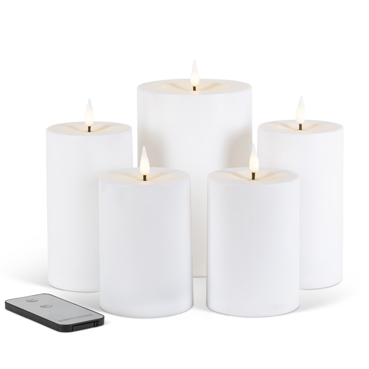 Indoor/Outdoor Flameless Pillar Candles with Remote, Set of 5 style shot 1