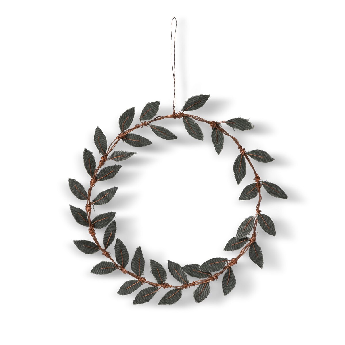 Upcycled Tent Canvas Olive Mini Leaf Wreath style shot 2