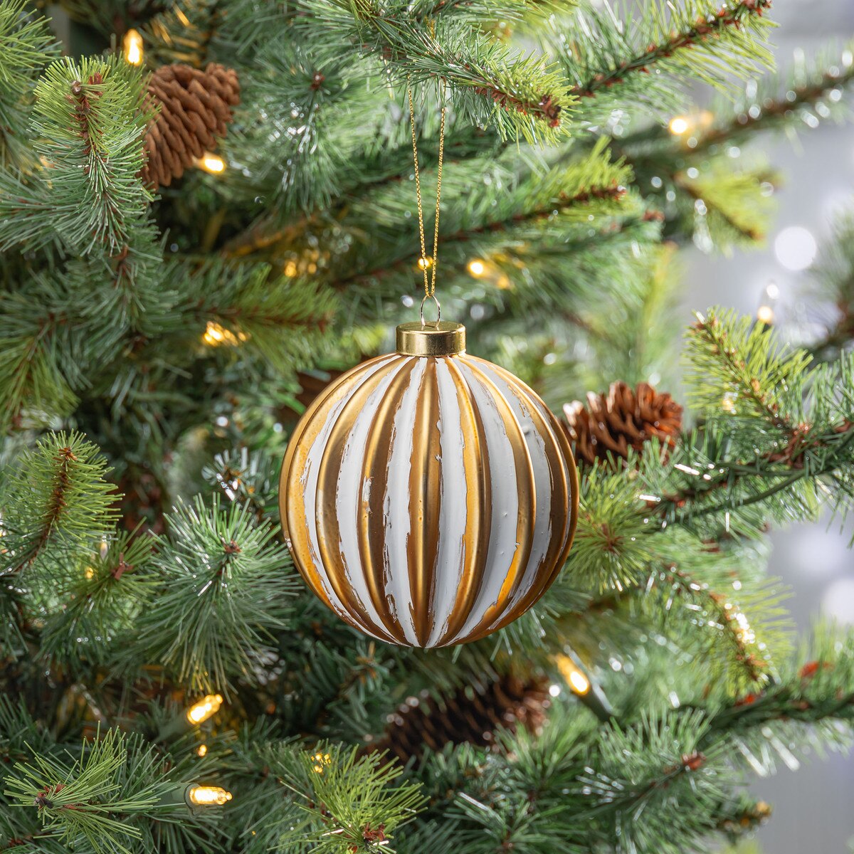 Burnished Gold Ball Ornament style shot 2