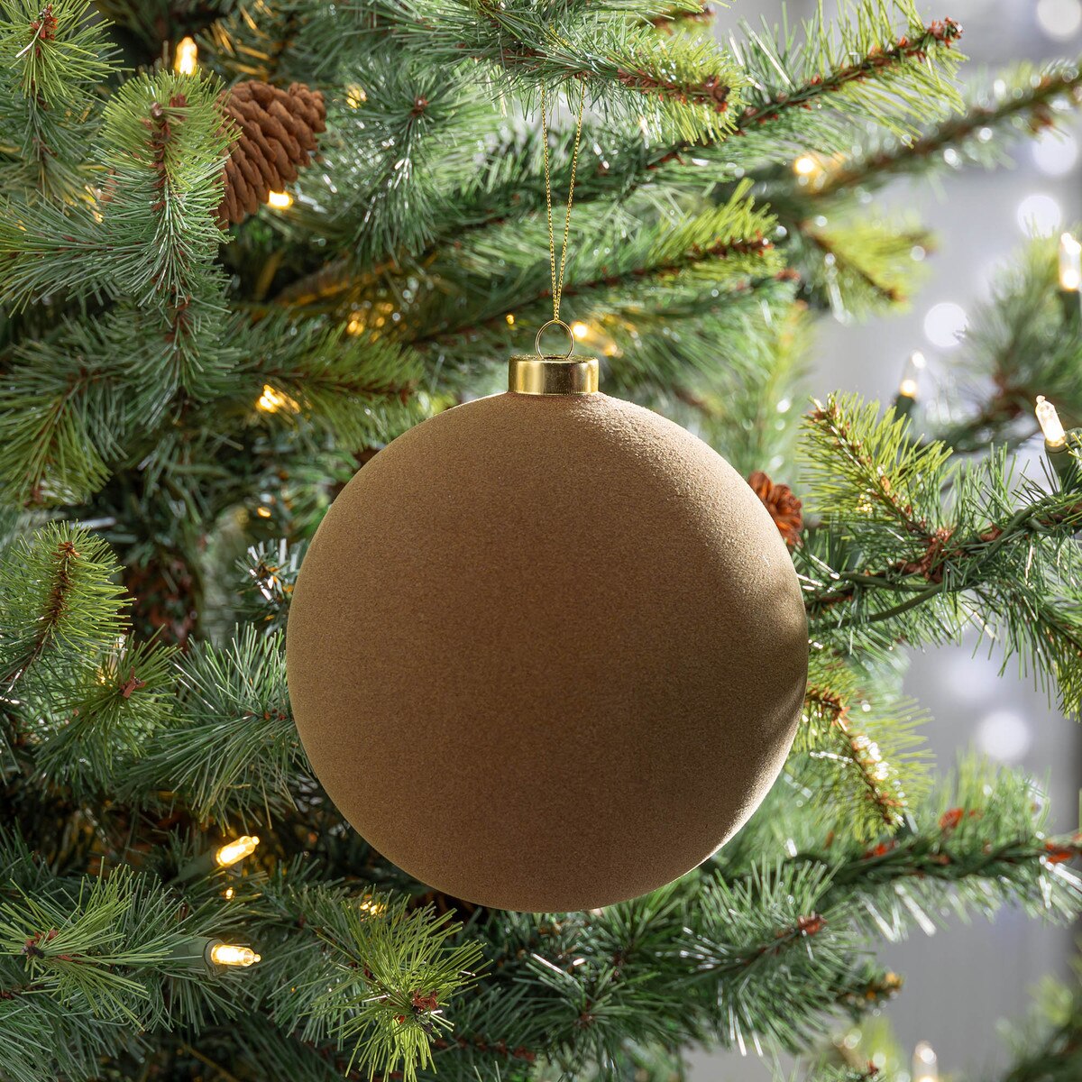 Chestnut Flocked Ornament, 5.75" style shot 2