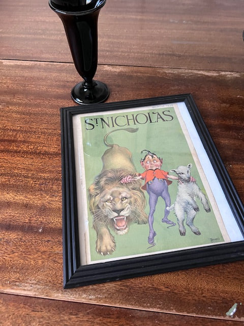 Vintage St. Nicholas Magazine Cover | Framed Children's Illustration | Storybook Wall Art