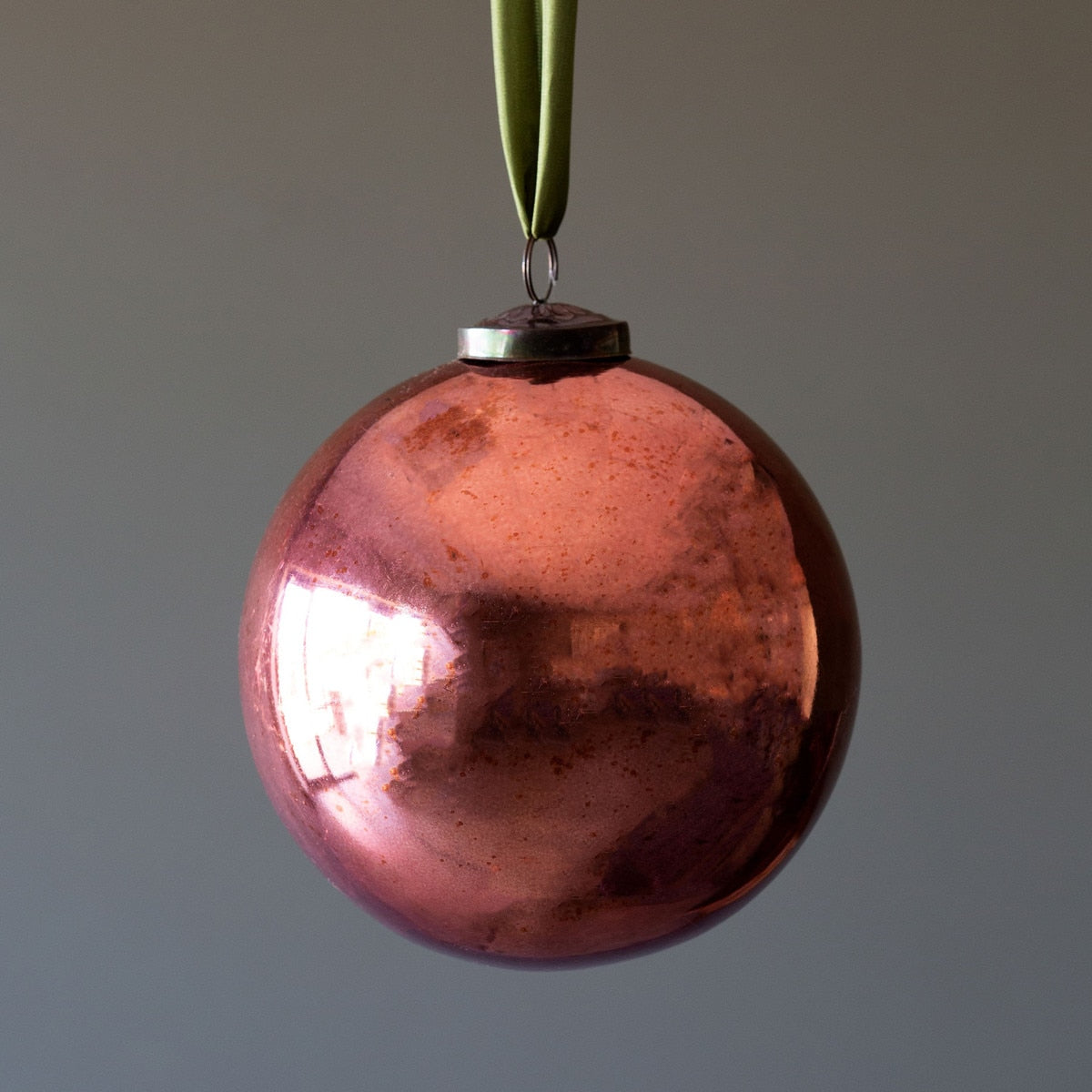 Antique Shiny Rose Glass Ball Ornament Extra-Large