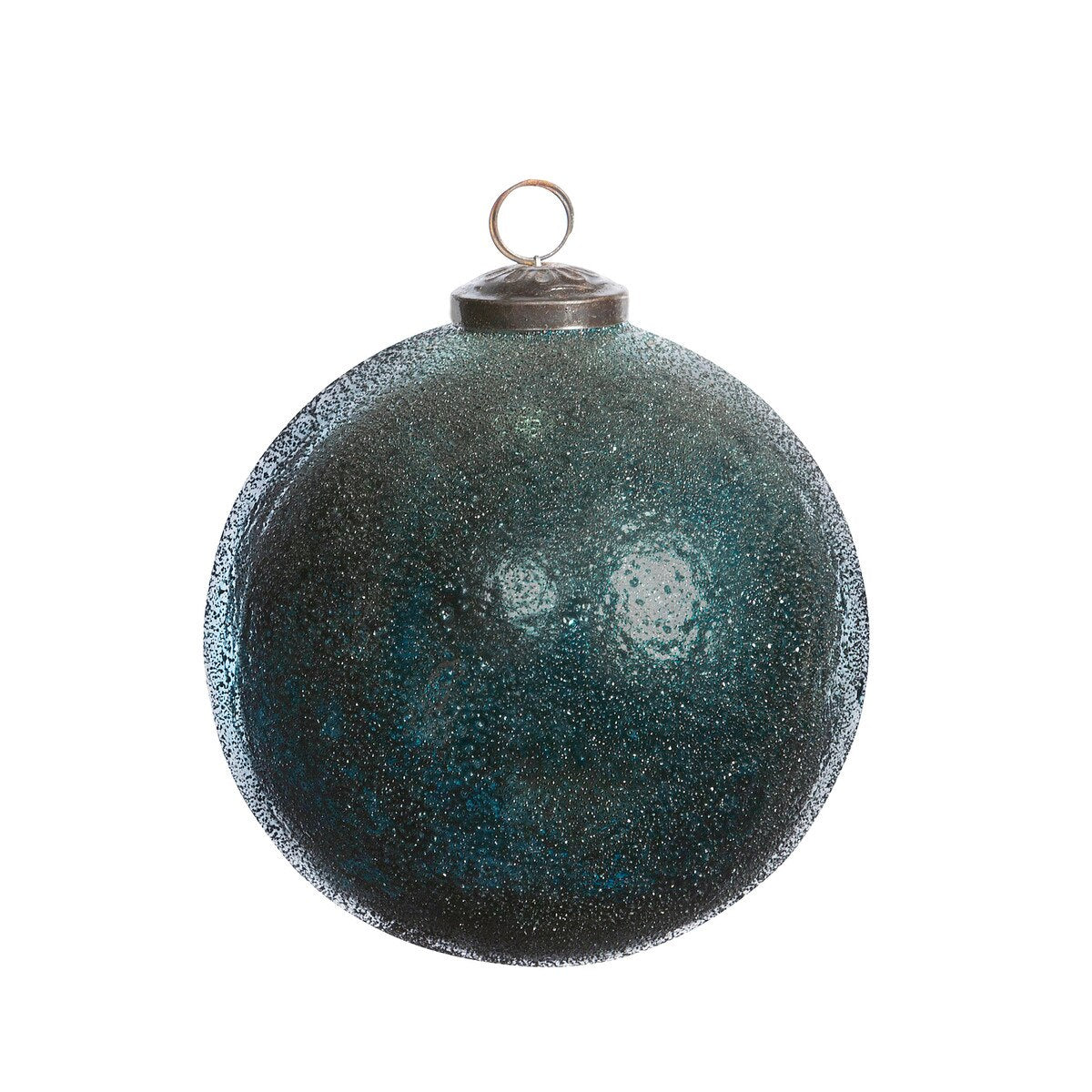 Shiny Mercury Glass Ball Ornament, Dark Teal