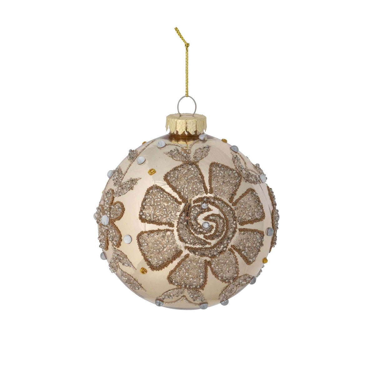 Gold Glitter Pattern Glass Ball Ornament style shot 1