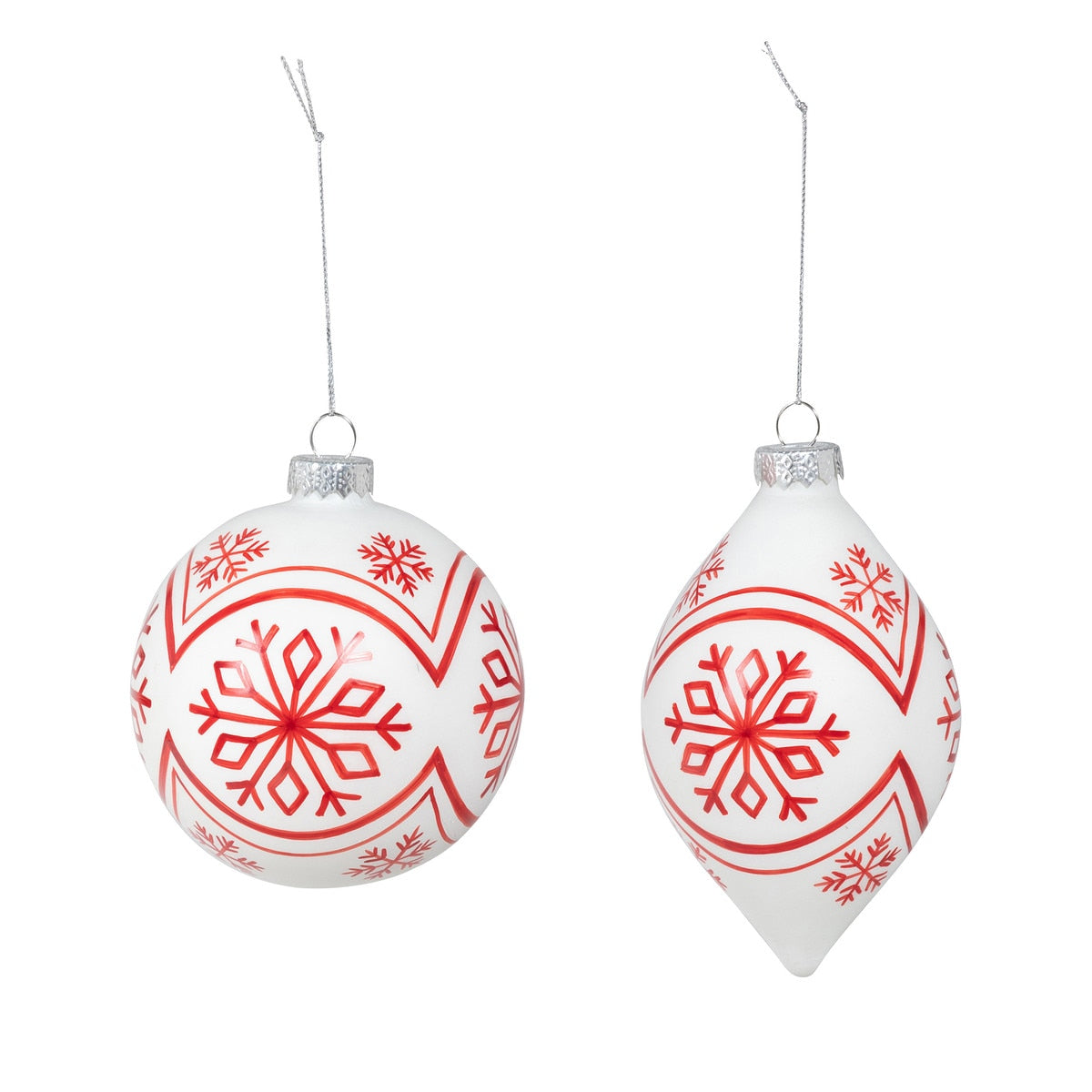 Nordic Pattern Glass Ball/Finial Ornament, 2 Assorted Styles style shot 1