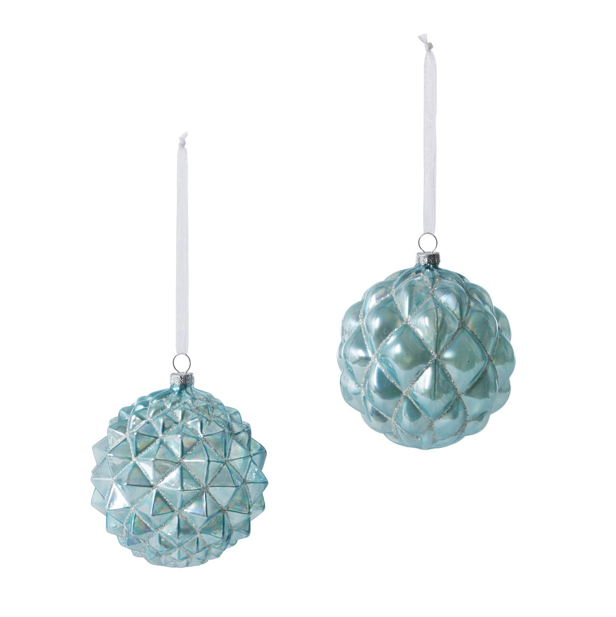 Northern Sky Blue Geo Pattern Glass Ornament, 2 Assorted Styles style shot 1