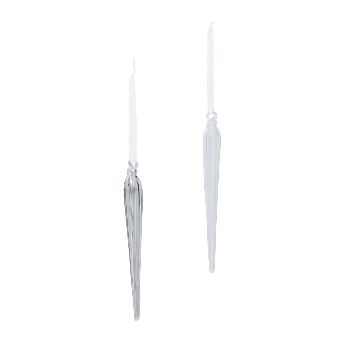 Blown Glass Clear/Frost Icicles, 8", 2 Assorted Styles style shot 1