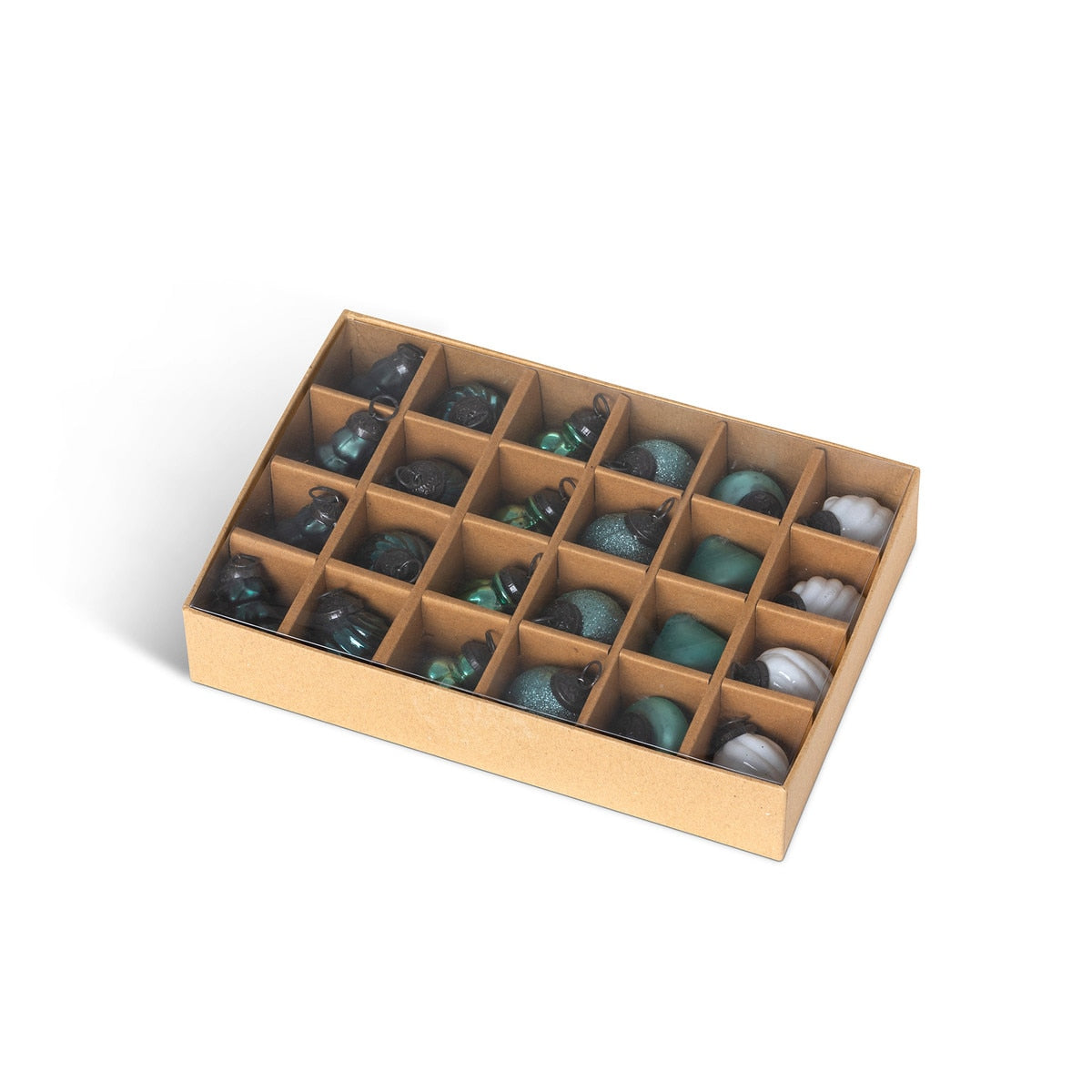 Mini Glass Ornaments, Teal Assortment, Boxed Set of 24 style shot 2