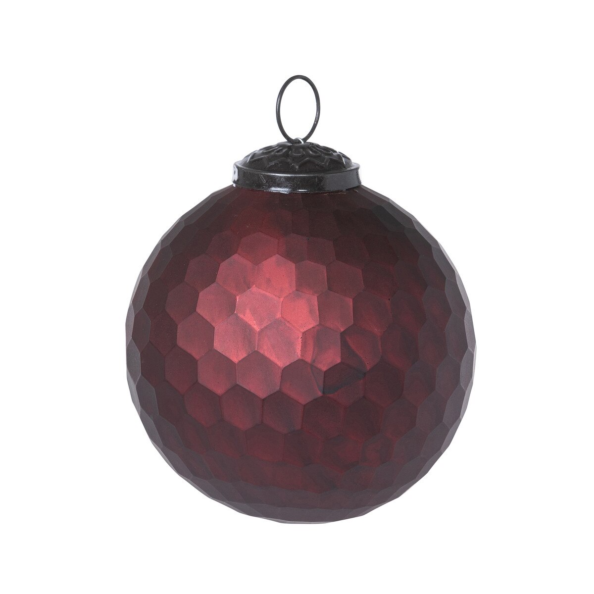 Honeycomb Pattern Glass Ball Ornament, Burgundy style shot 1