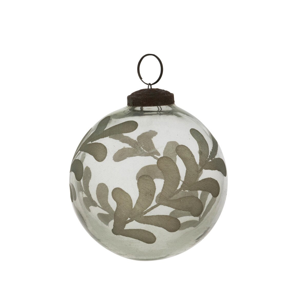 Etched Vine Pattern Glass Ball Ornament, 4" style shot 1