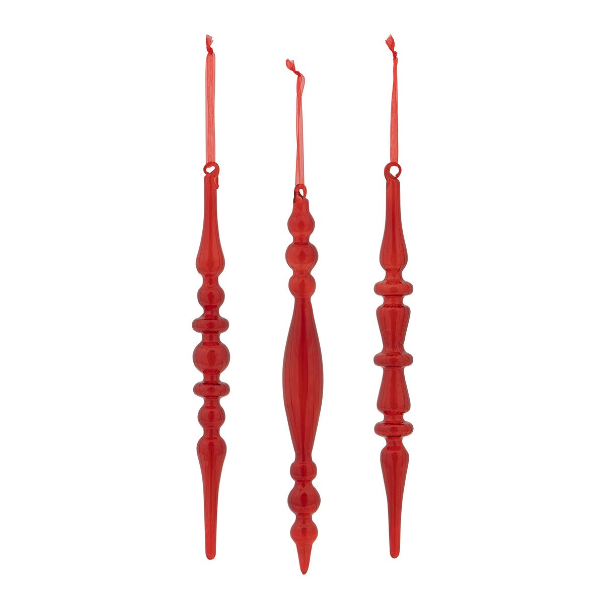 Glass Ruby Red Finial Icicle Ornament, 3 Assorted Styles style shot 1