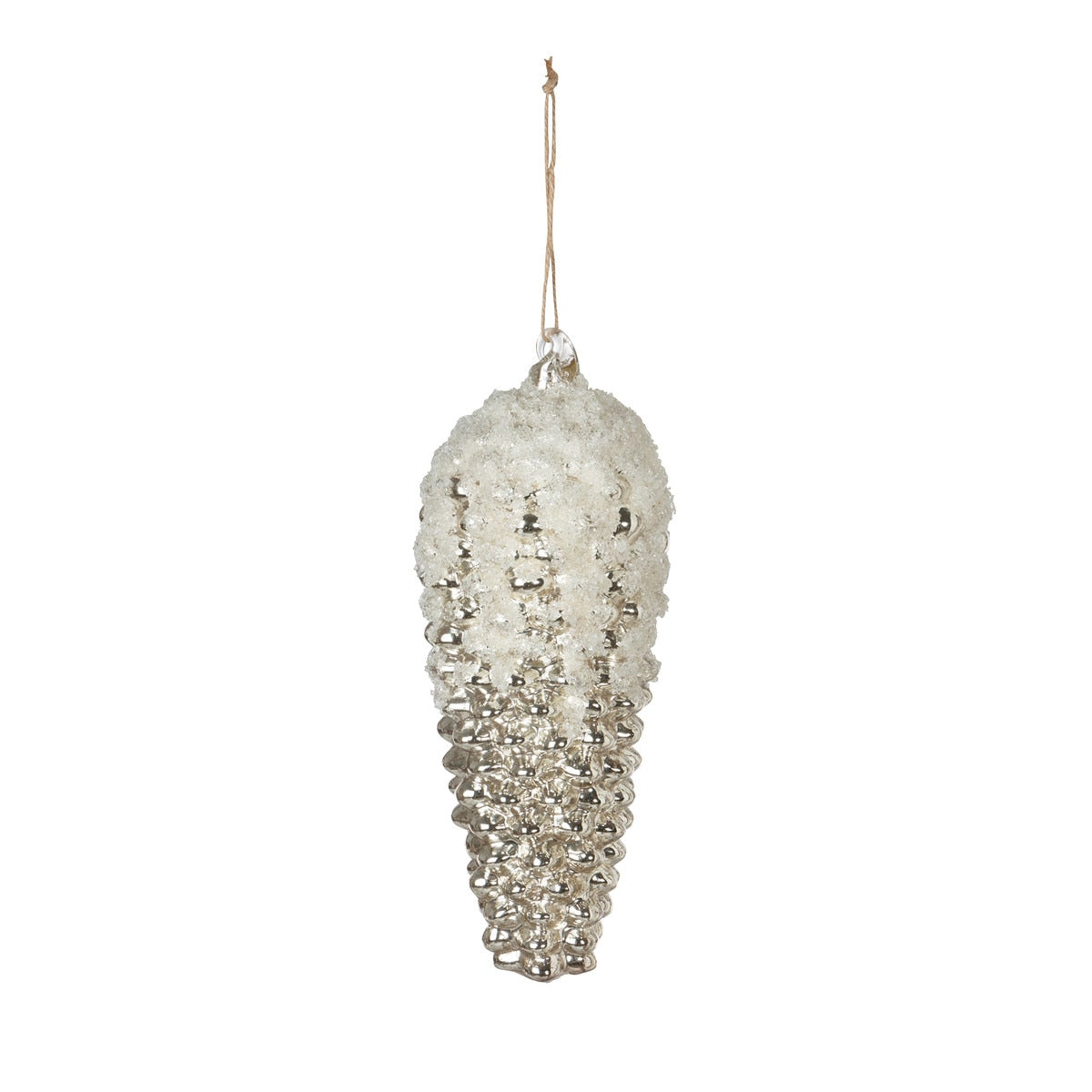 Snowy Frosted Pine Cone Ornament, 9.5" style shot 1