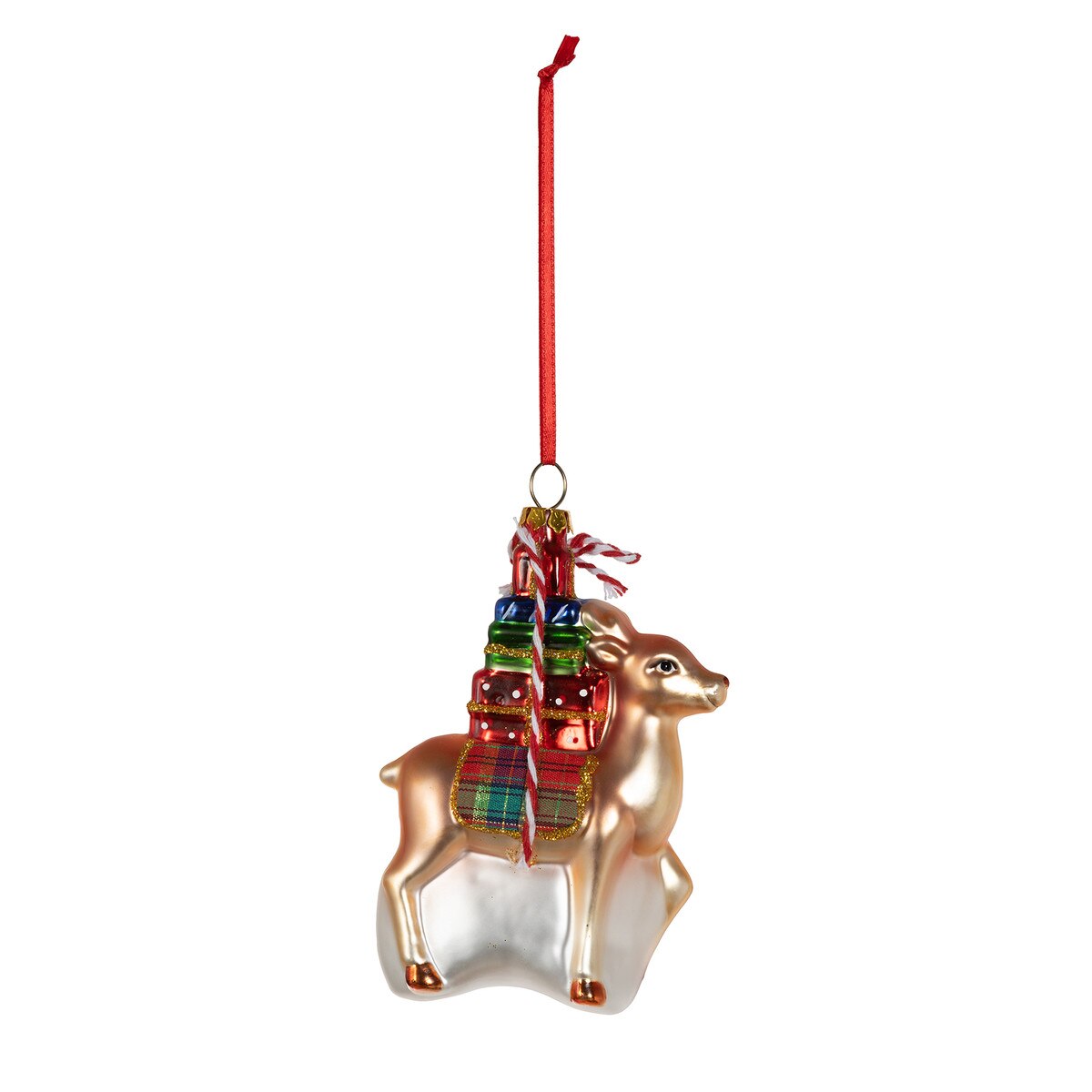 Retro Festive Reindeer Glass Ornament style shot 2
