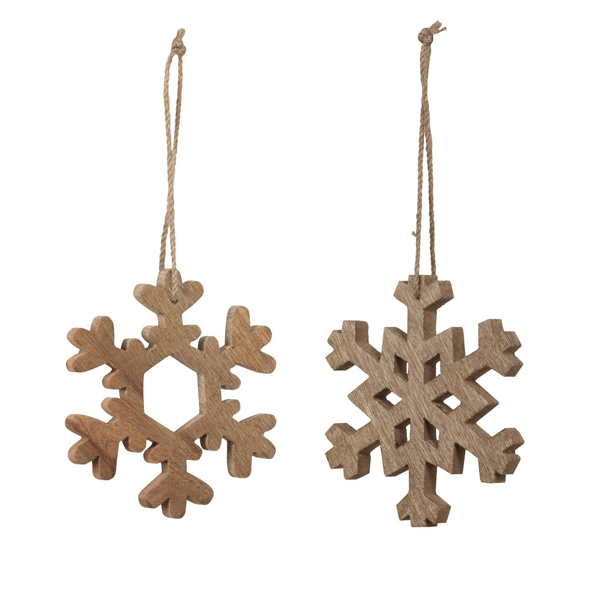 Wood Enamel Snowflake Ornament, Grey, 2 Assorted Styles style shot 2