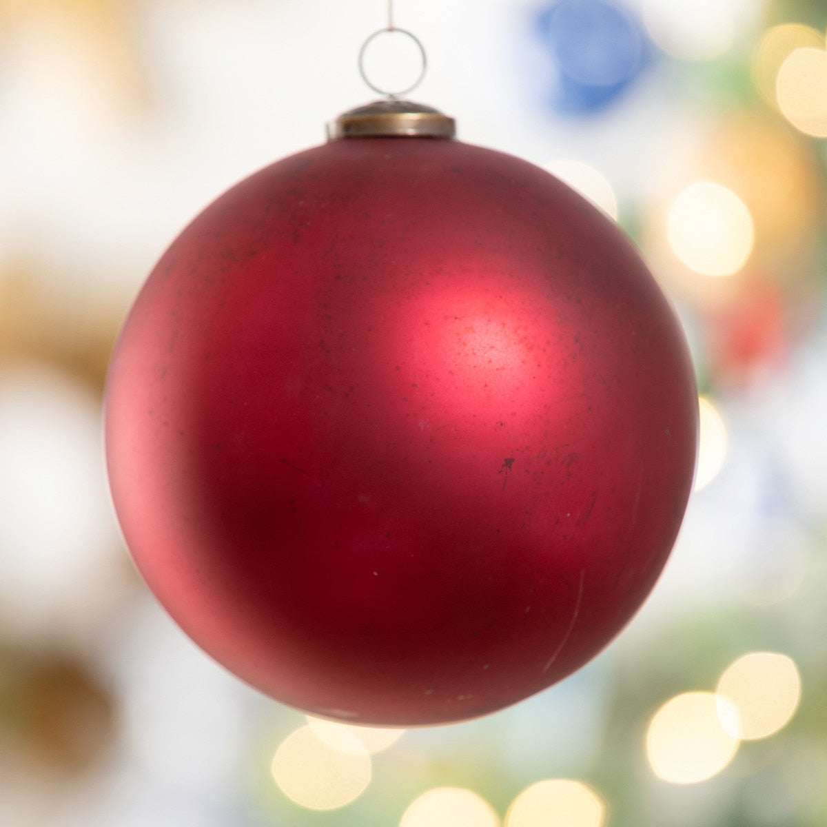 Antique Matte Ruby Glass Ball Ornament, Extra-Large