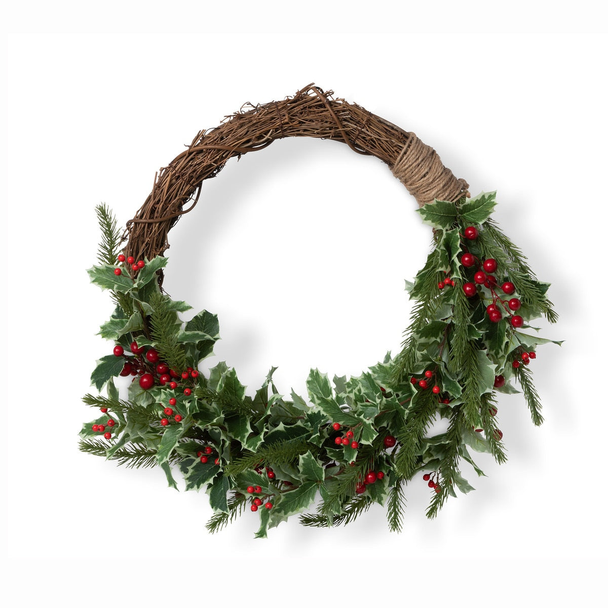 Christmas Cheer Holly and Pine Vine Wreath style shot 1