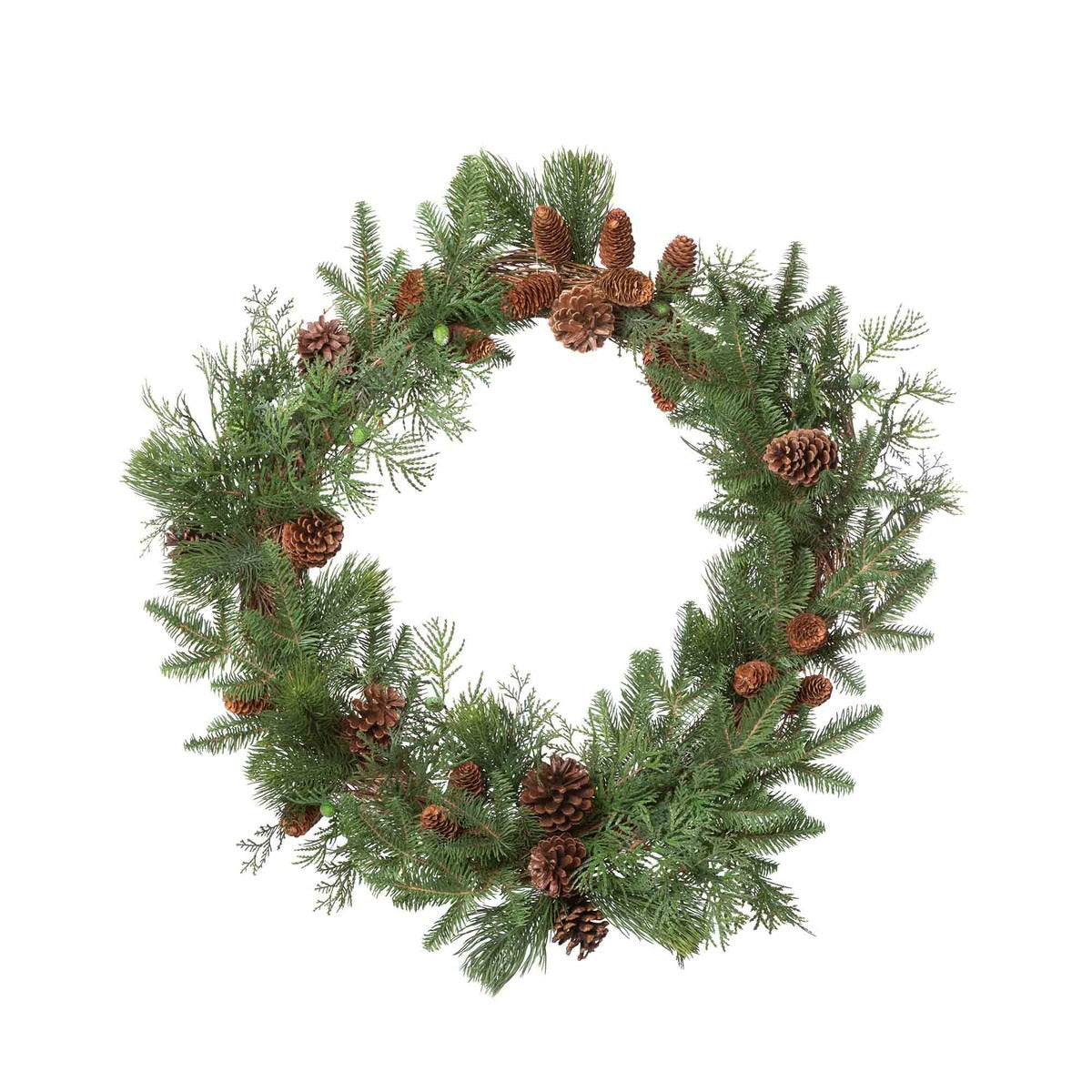 Mixed Pine Decorated Grapevine Wreath style shot 1