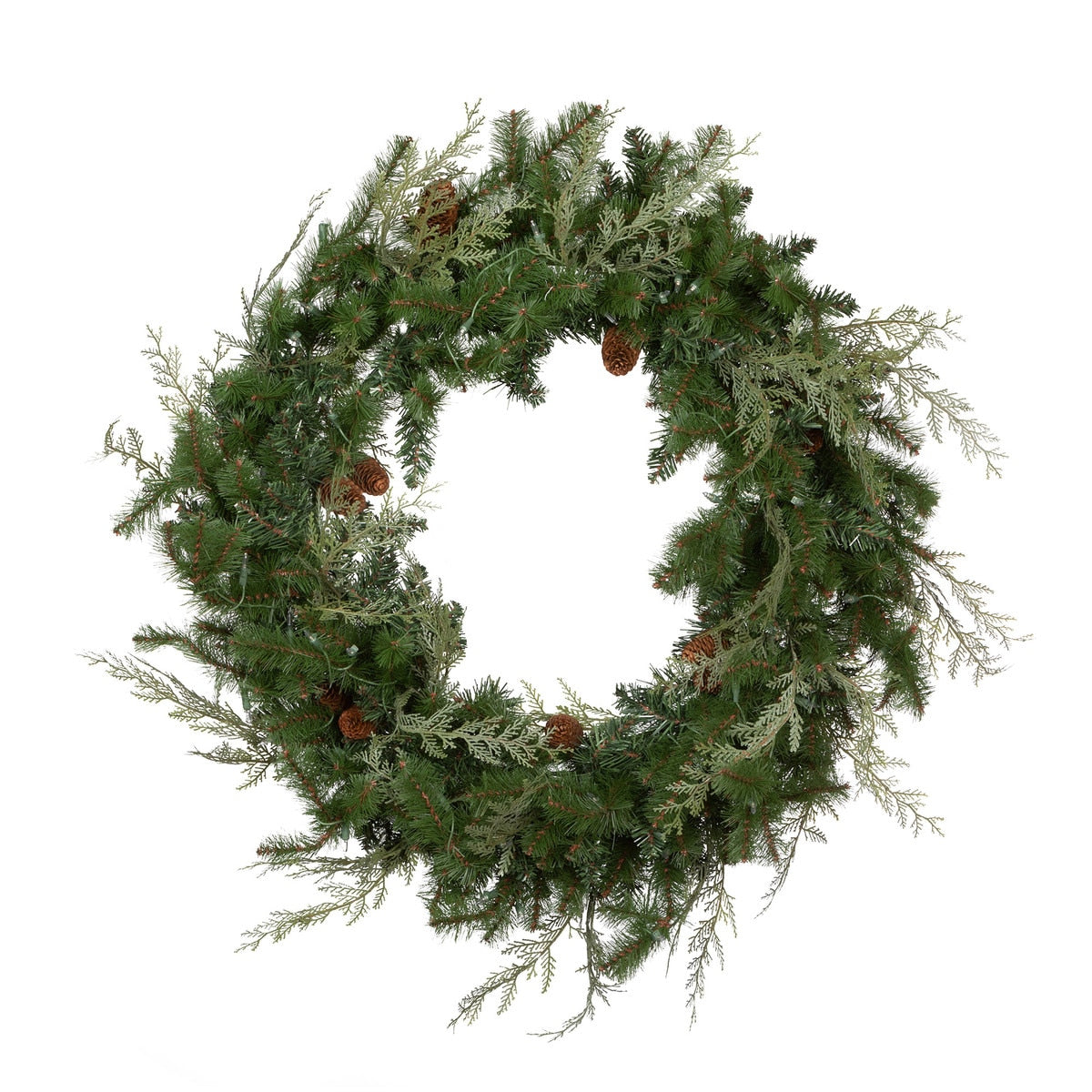Mixed Evergreen Wreath with LED Lights style shot 2