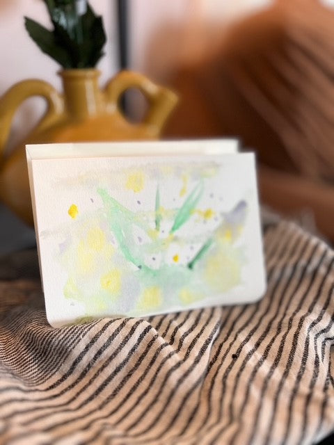 Hand-Painted Green & Yellow Spring Card (One of a Kind)