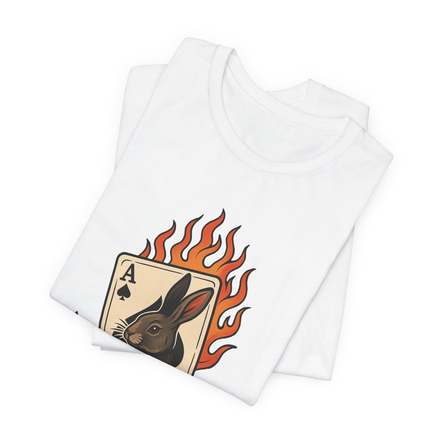 Wild Card Rabbit T-Shirt, Unisex Short Sleeve Tee, Fun Graphic Tee, Casual Summer Top, Gift for Gamers & Animal Lovers